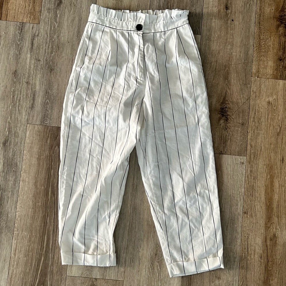 Princess Polly paper bag high waisted striped pants